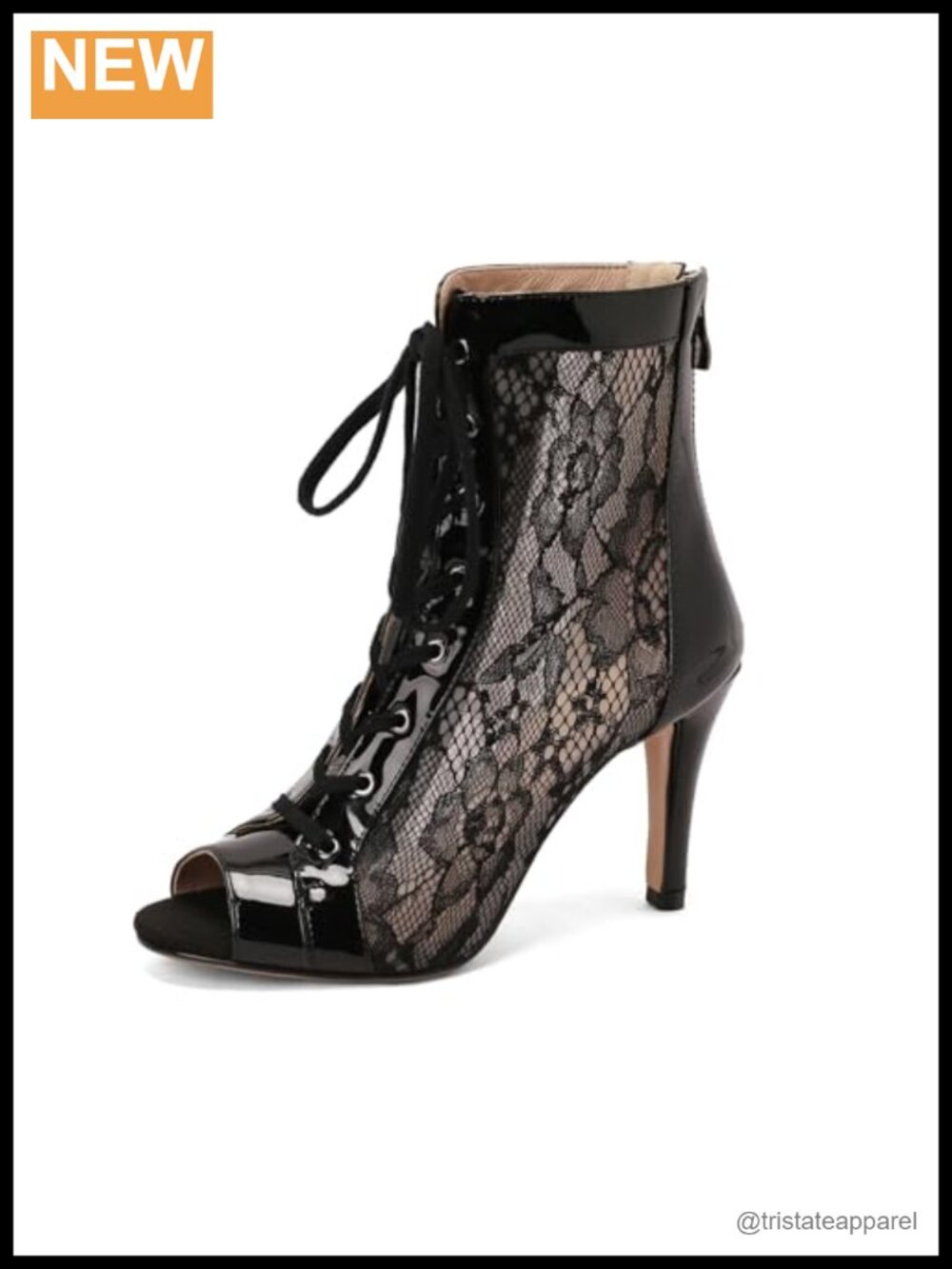 Women's Peep Toe Dance Ankle Boots Mesh Lace Up Latin Salsa Heels